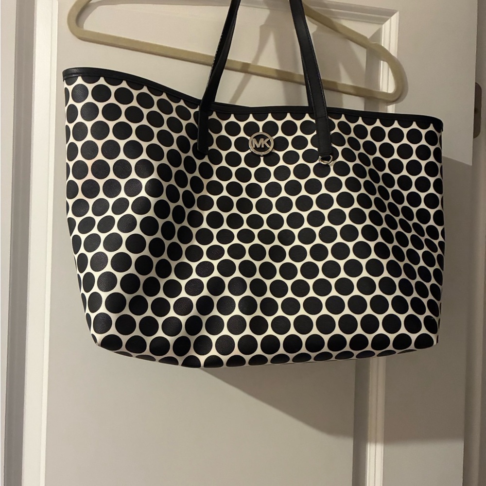 Michael Kors Black and Cream Polka Dot Tote